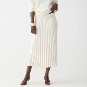NWOT J.Crew Midi Marcia Pleated Skirt Ivory S